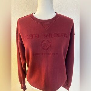 Wildfox Hotel Cody Crewneck Burgundy Sweatshirt Size Small